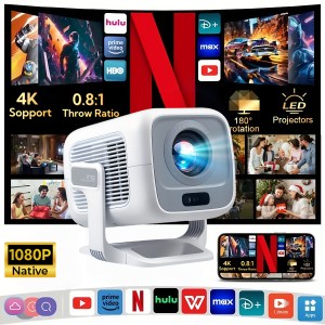 Portable Smart Projector – WiFi 6 Home Cinema Projector with Auto Focus & 600 ANSI