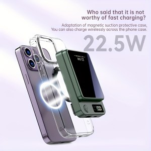 Magnetic Portable Wireless Charger 10000mAh– 22.5W Fast Charging Power Bank with LED Display