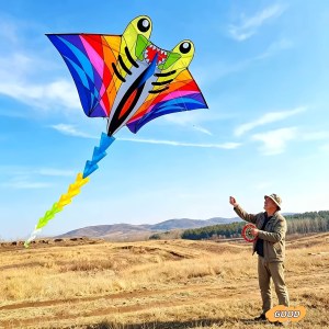 Giant 161.1 Inch Manta Ray Kite – Enormous Adult Outdoor Flying Kite with Tapered Tail Design